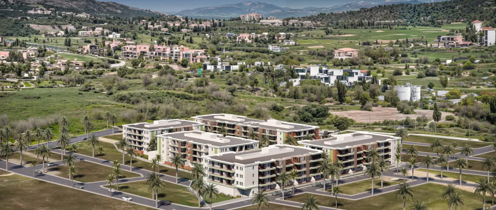 Impressie van Vista Valley van bovenaf, met de groene heuvels rond Tetouan